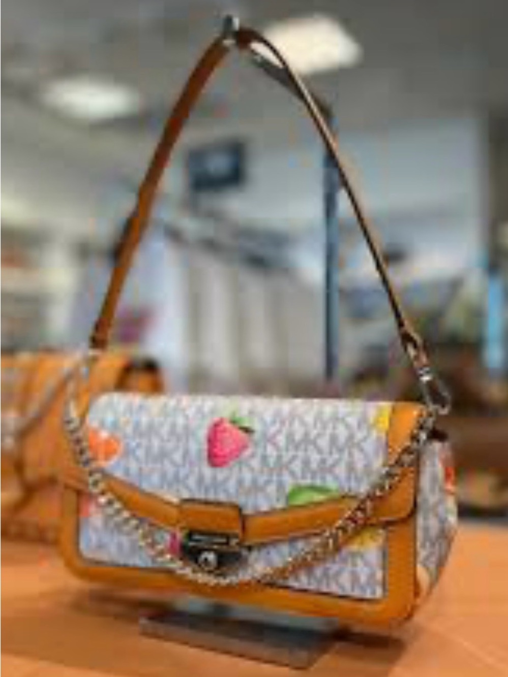 NWT Michael Kors Soho Fruit Printed Signature Logo Convertible Crossbody white - Picture 2 of 14